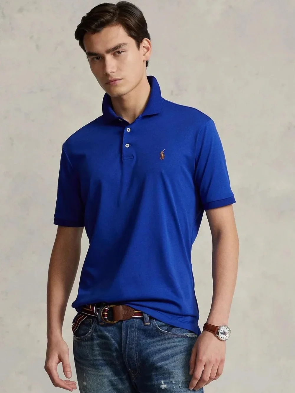 Polo Ralph Lauren Pima Soft Touch Embroidered Pony Logo Shirt Men M Blue